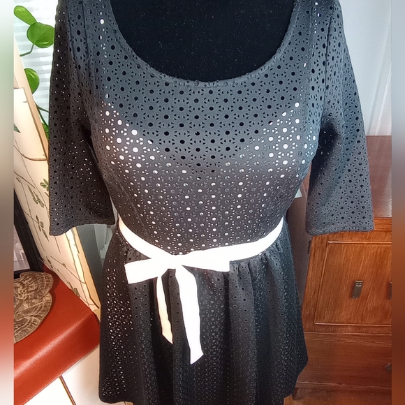 REDUCED! Plenty by Tracy Reese NWT Black Eyelet Over Ivory Chemise Dress Sz4 - Picture 4 of 14